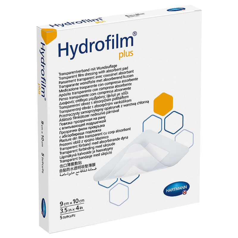 Пов’язка плівкова прозора абсорбуюча подушечка Hydrofilm® Plus, 9 х 10 см.